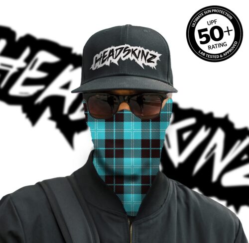 SOLAR SHIELD - Tartan Aqua Headskinz