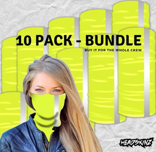 BULK PACK - HI-VIS REFLECTIVE FLUORO YELLOW HEADSKINZ (10 unit pack)
