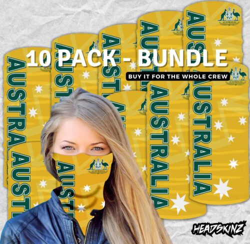 BULK PACK - Aussie Gold & Green Flag Headskinz (10 unit pack)