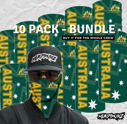 BULK PACK - Aussie Green & Gold Flag Headskinz (10 unit pack)