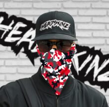 Modern Camo Black / White / Red Headskinz