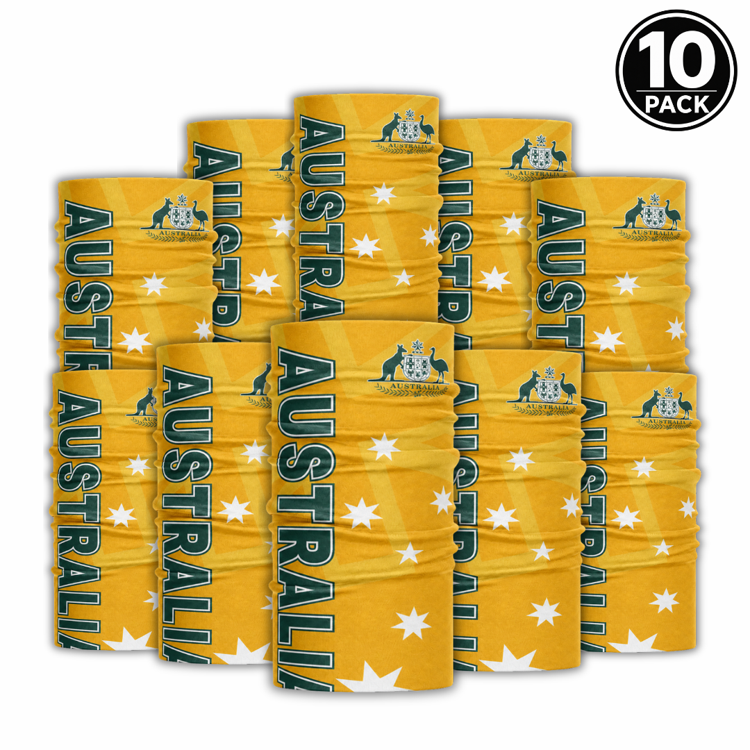 BULK PACK - Aussie Gold & Green Flag Headskinz (10 unit pack)