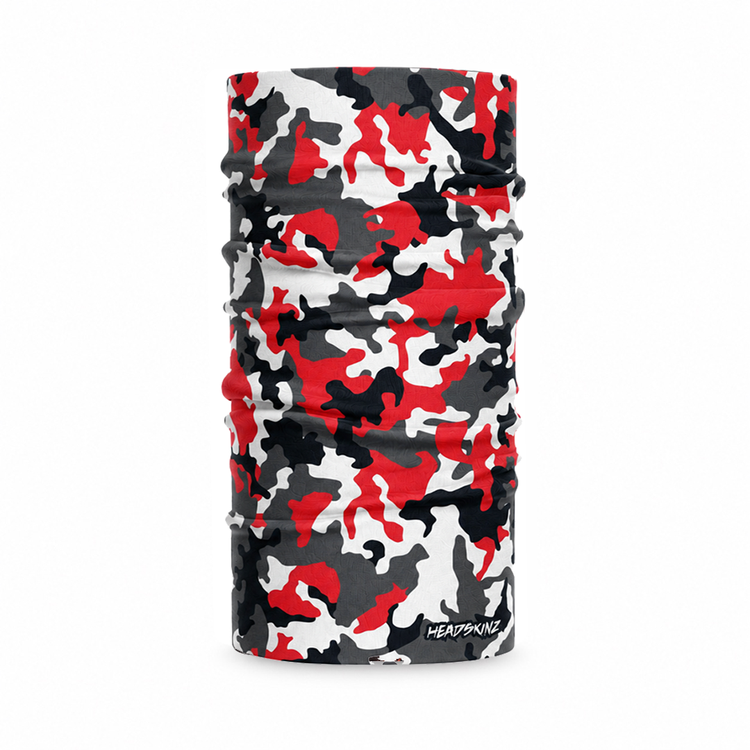 Modern Camo Black / White / Red Headskinz