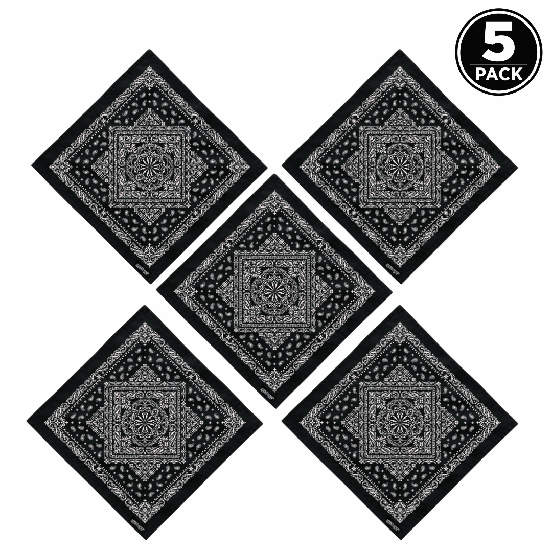 MINI PACK - Paisley Black Bandana (5 unit pack)