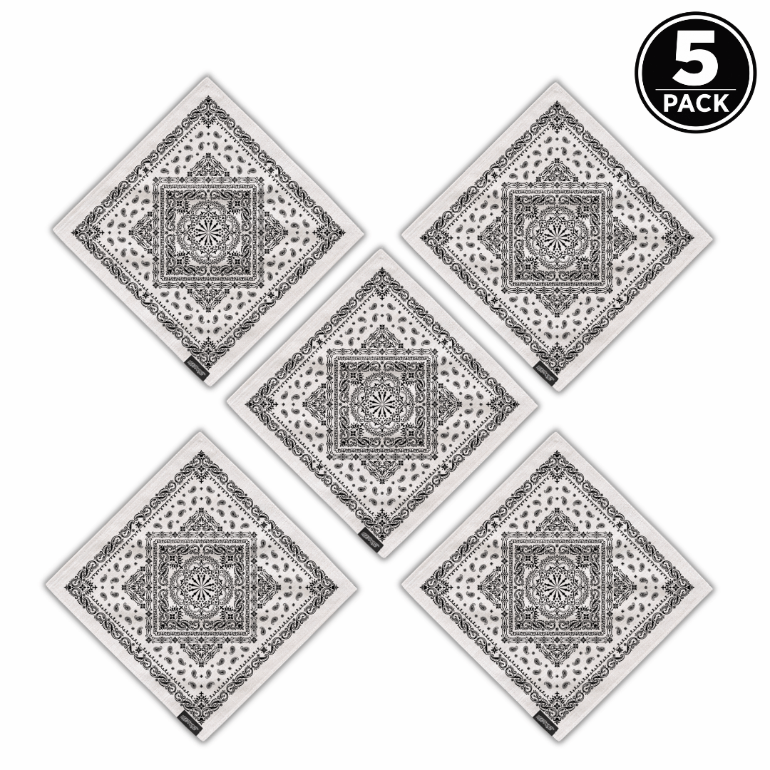 MINI PACK - Paisley White Bandana (5 unit pack)